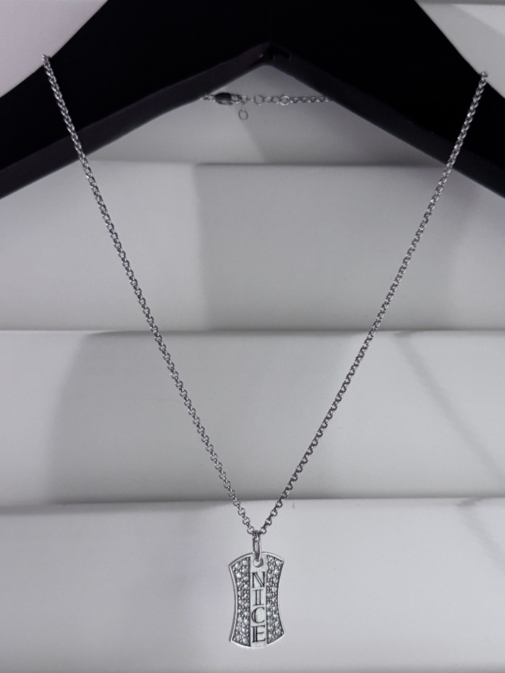 🤍✨ .925 Sterling Silver "NICE" Crystal Pendant Necklace | Minimalist Luxury 🤍✨